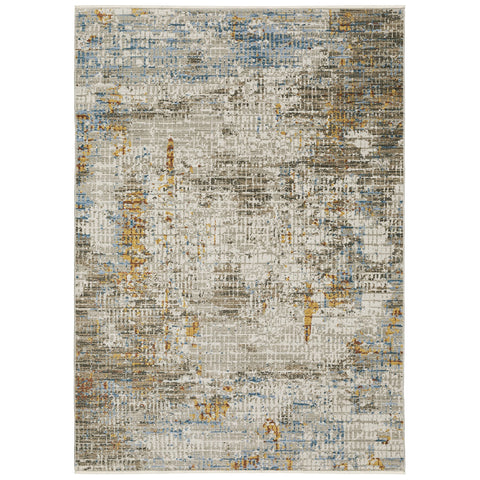 Oriental Weavers Bauer Area Rug - 005E2-5'3" x 7'6" - in Beige/Multi - Modern Style, Recycled PET Fibers, Stain Resistant, Bedroom, Office Rug