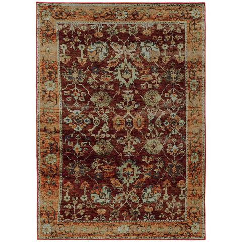 Oriental Weavers Andorra Area Rug - 7154A - 10' x 13'2" - in Red/Gold - Vintage Inspired, Stain Resistant, Family and Pet Friendly, Family, Dining, Living Room Rug
