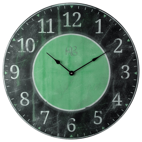 River City Clocks Large Distressed Green and Black Wall Clock