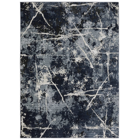 Oriental Weavers Caravan Area Rug - 7150B - 5'3" x 7'6" - in Blue/Grey - Modern Style, Stain Resistant, Family and Pet Friendly, Bedroom, Office Rug