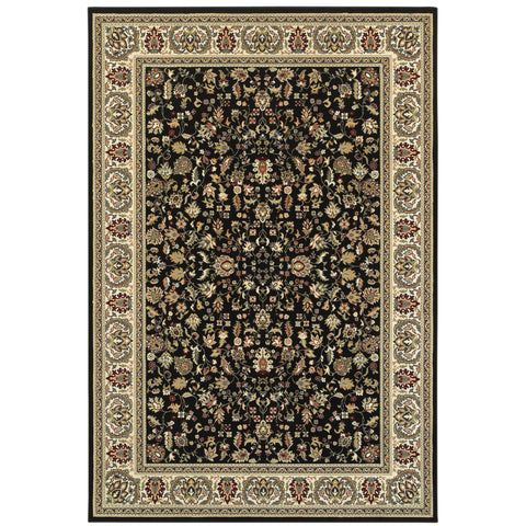 Oriental Weavers Kashan Area Rug - 108B1-7'10" x 10'10" - in Black/Ivory - Vintage Inspired, Stain Resistant, Family and Pet Friendly, Dining, Living Room Rug