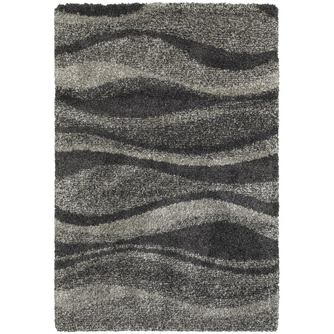 Oriental Weavers Henderson Shag Area Rug - 5992E - 6'7" x 9'6" - in Grey/Charcoal - Plush Soft Shag, Modern Style, Stain Resistant, Cushion Feel, Dining, Living Room Rug