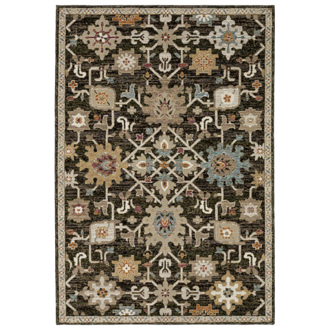 Oriental Weavers Andorra Area Rug - 2396B - 5'3" x 7'3" - in Brown/Multi - Vintage Inspired, Stain Resistant, Family and Pet Friendly, Bedroom, Office Rug