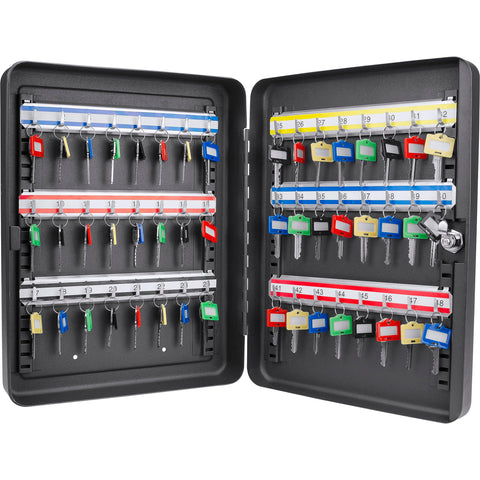Barska 48-Position Key Cabinet Lock Box – Wall Mount with Key Lock, Adjustable Numbered Hooks & Color-Coded Key Tags for Home, Office, or Business