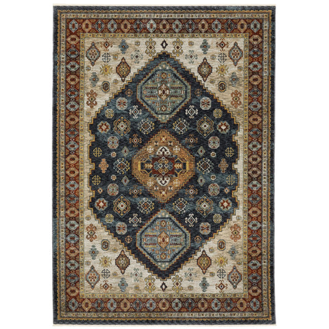 Oriental Weavers Aberdeen Area Rug - 005W1-6'7" x 9'6" - in Blue/Multi - Vintage Inspired, Stain Resistant, Family and Pet Friendly, Dining, Living Room Rug