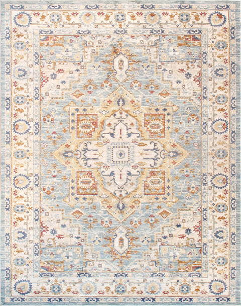 Pasargad Home Turkish Heritage Design L. Blue/Ivory Area Rug for Living Room, Bedroom, Home Dining-10' 0'' X 14' 0''