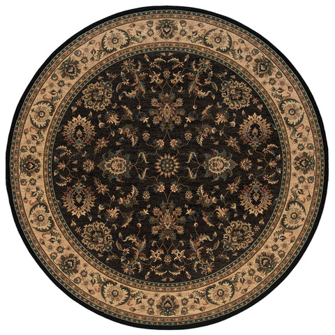 Oriental Weavers Ariana Area Rug - 311K3-8' Round - in Black/Ivory - Vintage Inspired, Stain Resistant, Family and Pet Friendly, Dining Room Rug