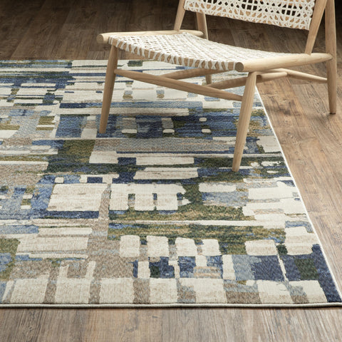 Oriental Weavers Tisdell TIS01 - Machine-Woven Area Rug - 9'10" x 12'8" - in Blue/Green - Modern Style Living Room, Family Room, Dining Room Rug