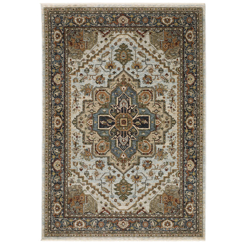Oriental Weavers Aberdeen Machine Woven Area Rug - 1144W - 12' x 14'8" - in Beige/Sky Blue - Traditional Style Living Room, Family Room, Dining Room Rug