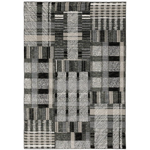 Oriental Weavers Atlas Area Rug - 752C0-8'6" x 11'7" - in Black/Grey - Modern Style, Stain Resistant, Family and Pet Friendly, Dining, Living Room Rug
