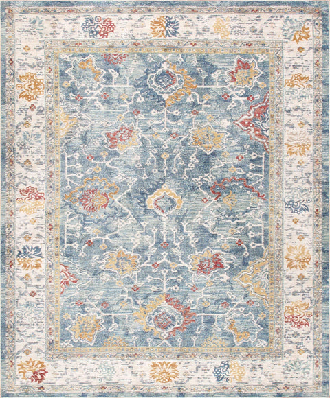 Pasargad Home Turkish Heritage Design Power-Loomed L. Blue/Beige Area Rug- 3' 0'' X 5' 0''