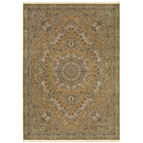 Oriental Weavers Masterpiece Area Rug - 8022J - 9'10" x 12'10" - in Gold/Ivory - Vintage Inspired, Stain Resistant, Family and Pet Friendly, Family, Dining, Living Room Rug