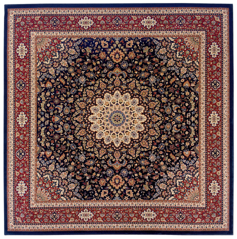 Oriental Weavers Ariana Area Rug - 095B3-8' Square - in Blue/Red - Vintage Inspired, Stain Resistant, Family and Pet Friendly, Dining Room Rug