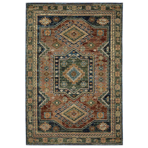 Oriental Weavers Andorra Area Rug - 2442A - 3'3" x 5'2" - in Blue/Multi - Vintage Bohemian Style, Stain Resistant, Family and Pet Friendly, Entrway, Bedroom Rug