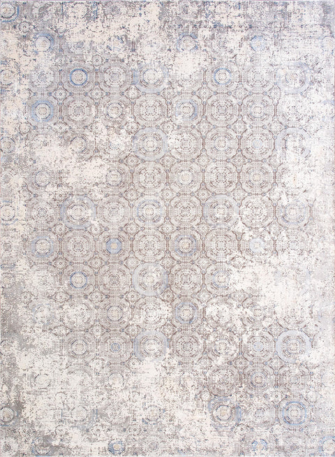 Pasargad Home Turkish Mamluk Design Power-Loomed Blue/Ivory Bsilk Area Rug- 9' 0'' X 12' 0''