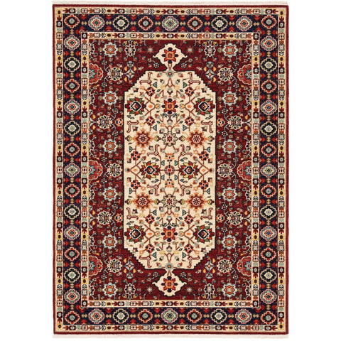 Oriental Weavers Lilihan Wool Blend Area Rug - 1802W - 9'10" x 12'10" - in Red/Ivory - Vintage Inspired, Wool Blend, Family, Dining, Living Room Rug