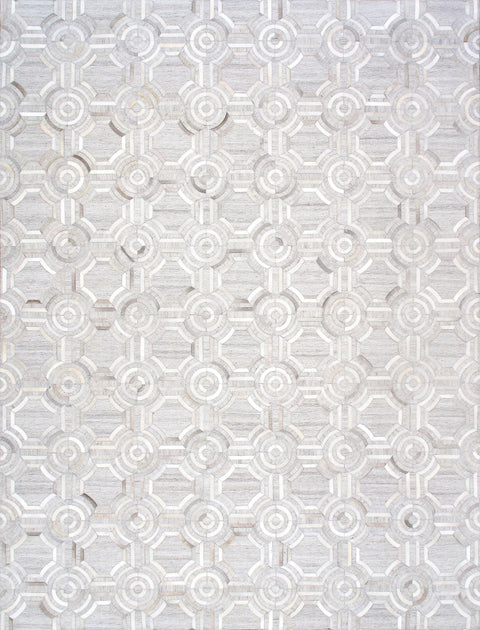 Pasargad Home Galaxy Collection Area Rug, Hand-Stitched Cowhide & Sari Silk with Cotton Backing Rugs for Living Room, Bedroom, Home Dining - 4' 0'' X 6' 0'', Silver
