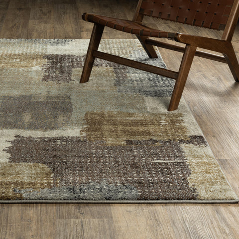 Oriental Weavers Row Gemma GEM01-7'10" x 10' Area Rug - in Green/Brown - Modern, Contemporary, Living Room, Family Room, Dining Room, Bed Room Area Rug