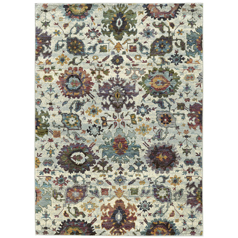 Oriental Weavers Andorra Area Rug - 7129A - 5'3" x 7'3" - in Stone/Multi - Vintage Inspired, Stain Resistant, Family and Pet Friendly, Bedroom, Office Rug