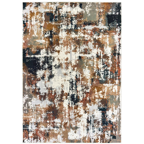 Oriental Weavers Bowen Area Rug - 4928X - 5'3" x 7'6" - in Grey/Gold - Modern Style, Stain Resistant, Family and Pet Friendly, Bedroom, Office Rug