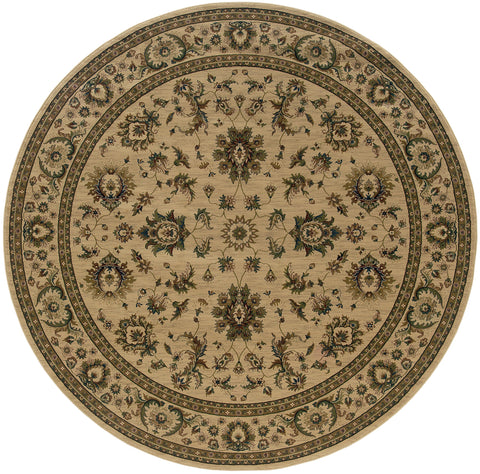 Oriental Weavers Ariana Area Rug - 311I3-8' Round - in Ivory/Green - Vintage Inspired, Stain Resistant, Family and Pet Friendly, Dining Room Rug