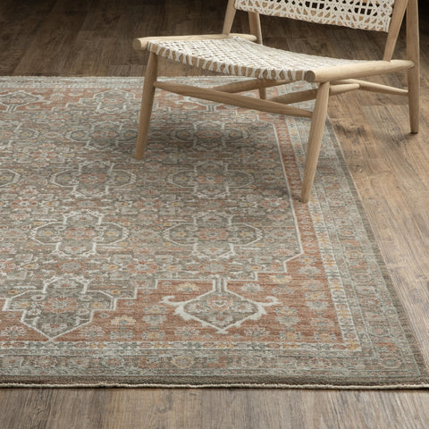 Oriental Weavers Keaton KEA01 - Machine-Woven Area Rug - 5'3" x 7'6" - in Rust/Green - Traditional Style Bedroom, Bathroom, Entryway, Kitchen Rug