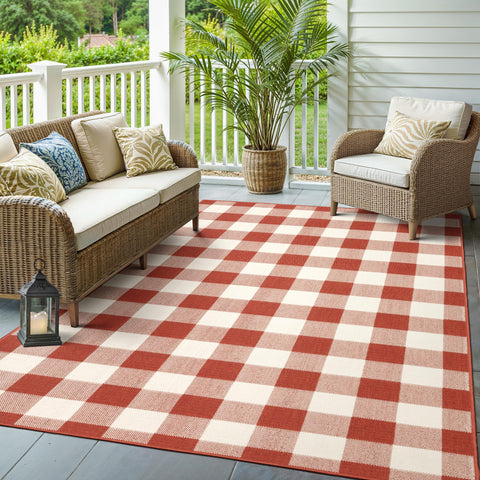 Sphinx Meridian Area Rug 2598R Outdoor Red Crosshatch Country 1' 10" x 2' 10" Rectangle