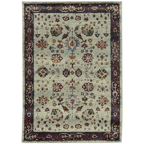 Oriental Weavers Andorra Area Rug - 6842D - 8'6" x 11'7" - in Stone/Red - Vintage Inspired, Stain Resistant, Family and Pet Friendly, Dining, Living Room Rug