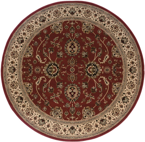 Oriental Weavers Ariana Area Rug - 130/8-6' Round - in Red/Ivory - Vintage Inspired, Stain Resistant, Family and Pet Friendly, Dining Area Rug
