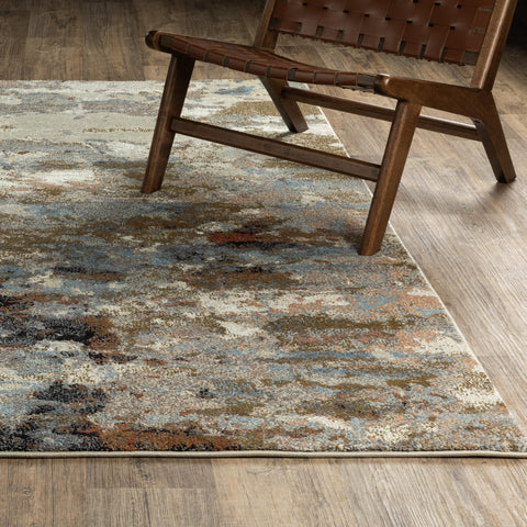 Oriental Weavers Row Gemma GEM07-7'10" x 10' Area Rug - in Olive/Blue - Casual, Contemporary, Living Room, Family Room, Dining Room, Bed Room Area Rug