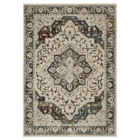 Oriental Weavers Capella Area Rug - CAP12-5'3" x 7'6" - in Beige/Multi - Vintage Inspired, Stain Resistant, Family and Pet Friendly, Bedroom, Office Rug