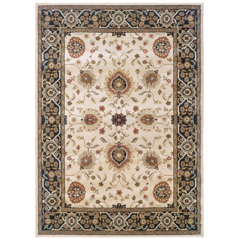 Oriental Weavers Hudson Area Rug - 1338C - 5'3" x 7'6" - in Beige/Black - Vintage Inspired, Stain Resistant, Family and Pet Friendly, Bedroom, Office Rug