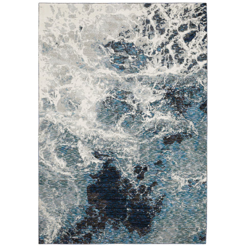Oriental Weavers Evolution Area Rug - 0962A - 8'6" x 11'7" - in Blue/Ivory - Modern Industrial Style, Stain Resistant, Family and Pet Friendly, Dining, Living Room Rug