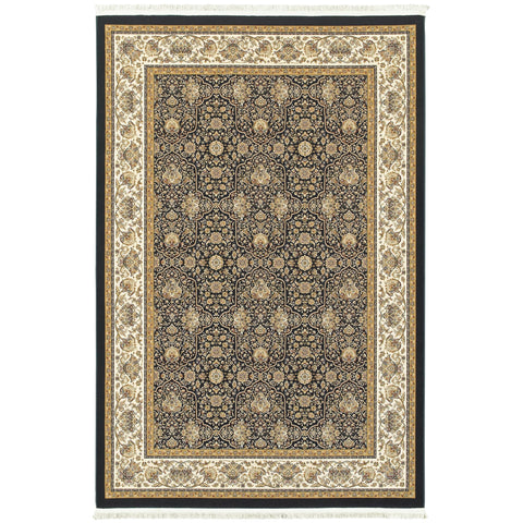 Oriental Weavers Masterpiece Area Rug - 1331B - 9'10" x 12'10" - in Navy/Ivory - Vintage Inspired, Stain Resistant, Family and Pet Friendly, Family, Dining, Living Room Rug
