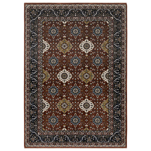 Oriental Weavers Vivian Area Rug - VI04B - 9'10" x 12'10" - in Red/Navy - Vintage Inspired, Stain Resistant, Family and Pet Friendly, Family, Dining, Living Room Rug
