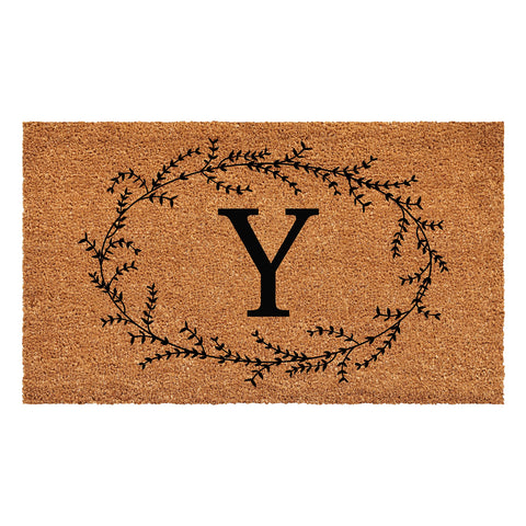 Calloway Mills Rustic Leaf Vine Monogrammed Doormat, Letter (36" x 72", Y)