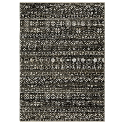 Oriental Weavers Chamberlain Area Rug - CH07C - 6'7" x 9'6" - in Black/Grey - Tribal Influnced Style, Stain Resistant, Family and Pet Friendly, Dining, Living Room Rug