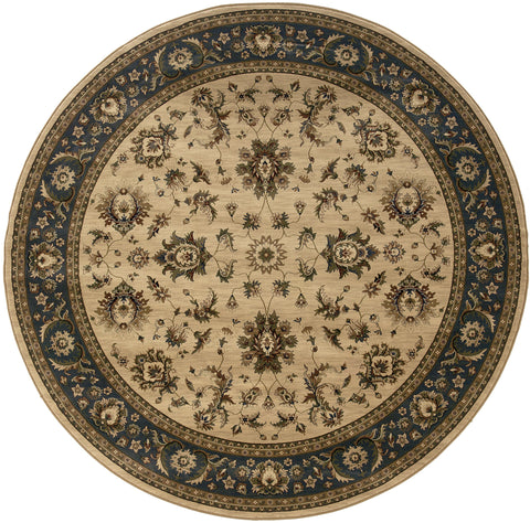 Oriental Weavers Ariana Area Rug - 311Z3-6' Round - in Ivory/Blue - Vintage Inspired, Stain Resistant, Family and Pet Friendly, Dining Area Rug