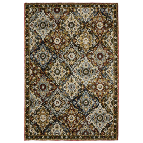 Oriental Weavers Andorra Area Rug - 2408A - 8'6" x 11'7" - in Red/Multi - Vintage Inspired, Stain Resistant, Family and Pet Friendly, Dining, Living Room Rug