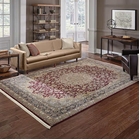 Oriental Weavers Masterpiece Area Rug - 090R2-9'10" x 12'10" - in Red/Multi - Vintage Inspired, Stain Resistant, Family and Pet Friendly, Family, Dining, Living Room Rug