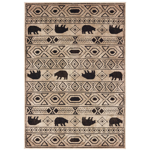 Oriental Weavers Woodlands Area Rug - 9651A - 1'10" x 3' - in Ivory/Black - Lodge Style, Stain Resistant, Family and Pet Friendly, Entryway, Bathroom Accent Rug