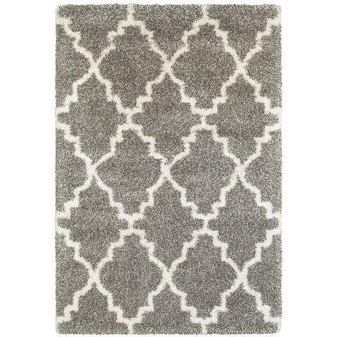 Oriental Weavers Henderson Shag Area Rug - 092E9-9'10" x 12'10" - in Grey/Ivory - Plush Soft Shag, Modern Style, Stain Resistant, Cushion Feel, Family, Dining, Living Room Rug