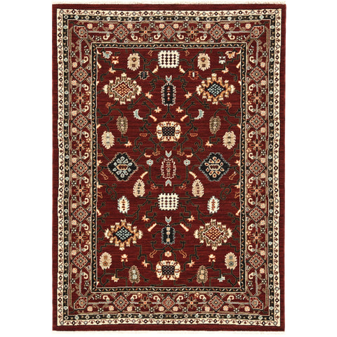 Oriental Weavers Lilihan Wool Blend Area Rug - 043S6-9'10" x 12'10" - in Red/Black - Vintage Inspired, Wool Blend, Family, Dining, Living Room Rug
