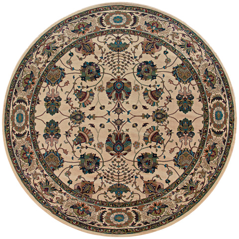 Oriental Weavers Ariana Area Rug - 431O3-8' Round - in Ivory/Red - Vintage Inspired, Stain Resistant, Family and Pet Friendly, Dining Room Rug
