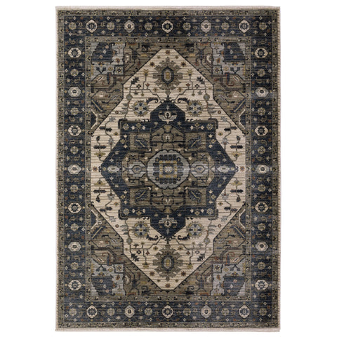 Oriental Weavers Eliana Area Rug - ELI05-5'3" x 7'6" - in Blue/Brown - Vintage Inspired, Stain Resistant, Family and Pet Friendly, Bedroom, Office Rug