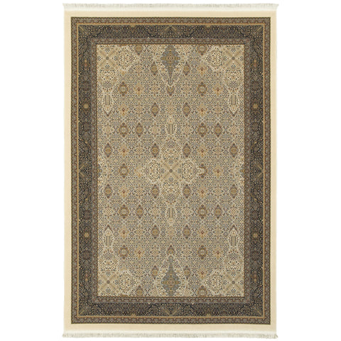 Oriental Weavers Masterpiece Area Rug - 1335I - 9'10" x 12'10" - in Ivory/Dark Blue - Vintage Inspired, Stain Resistant, Family and Pet Friendly, Family, Dining, Living Room Rug