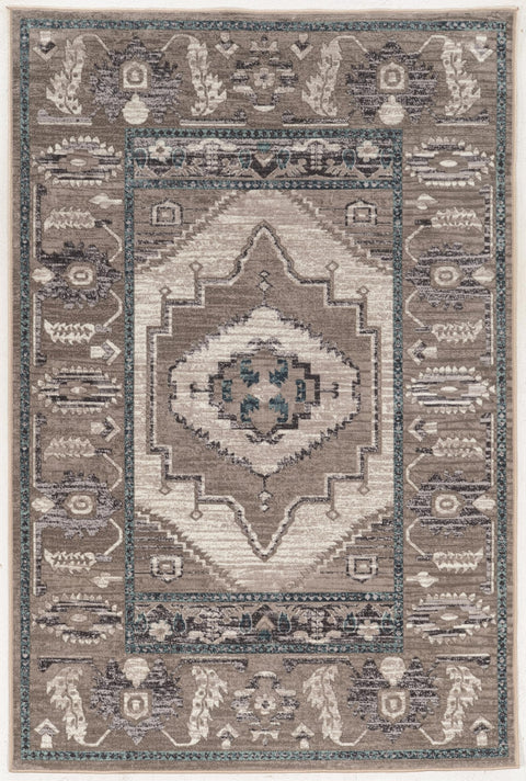 Linon RUGVT2881 Vintage Collection Serape 8'X10', Gray, 8' x 10'