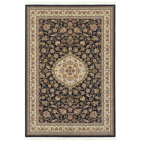 Oriental Weavers Masterpiece Area Rug - 033B2-9'10" x 12'10" - in Dark Blue/Ivory - Vintage Inspired, Stain Resistant, Family and Pet Friendly, Family, Dining, Living Room Rug