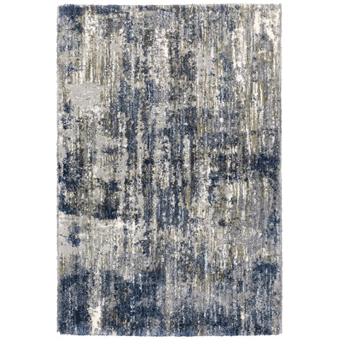 Oriental Weavers Aspen Shag Area Rug - 2061L - 9'10" x 12'10" - in Grey/Blue - Plush Soft Shag, Modern Style, Stain Resistant, Cushion Feel, Family, Dining, Living Room Rug