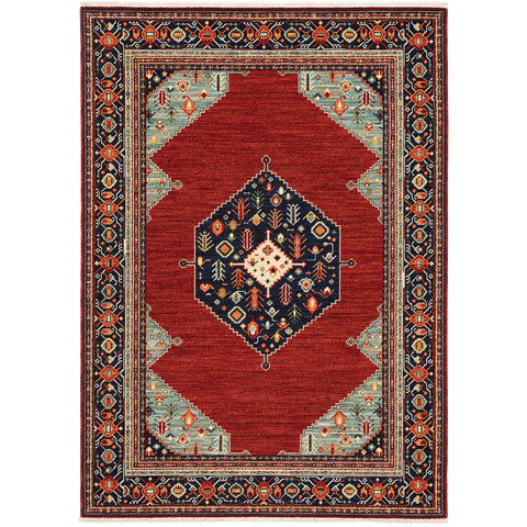 Oriental Weavers Lilihan Wool Blend Area Rug - 5503M - 7'10" x 10'10" - in Red/Blue - Vintage Inspired, Wool Blend, Dining, Living Room Rug